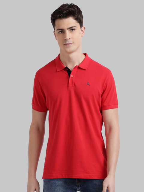

Parx Men Red Polo Collar T-shirt