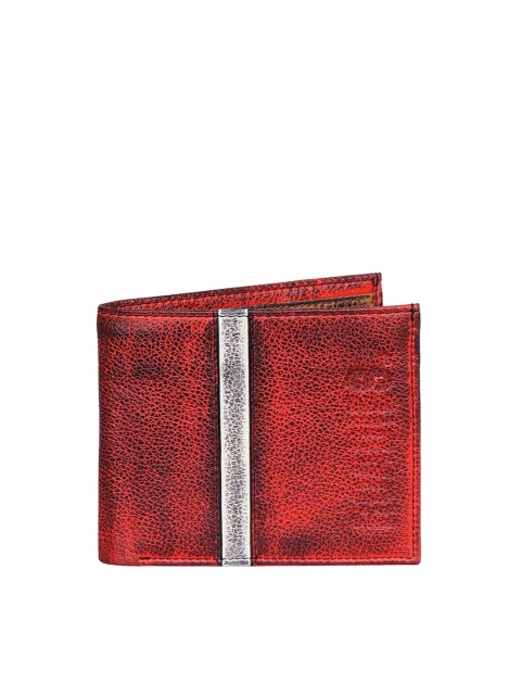 

Justanned Men Red Textured Leather Two Fold Wallet