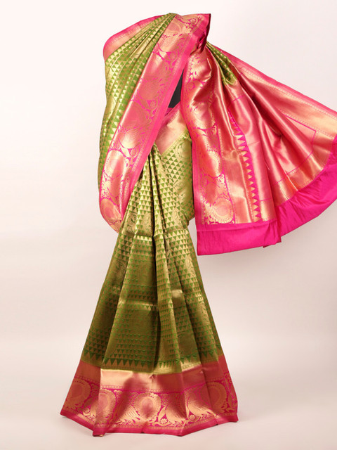 

Pothys Green & Pink Woven Design Pure Silk Saree
