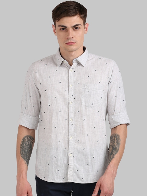 

Parx Men Grey Slim Fit Printed Casual Shirt