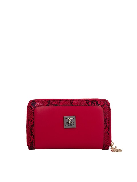 

ESBEDA Women Red & Black Printed Zip Around Wallet
