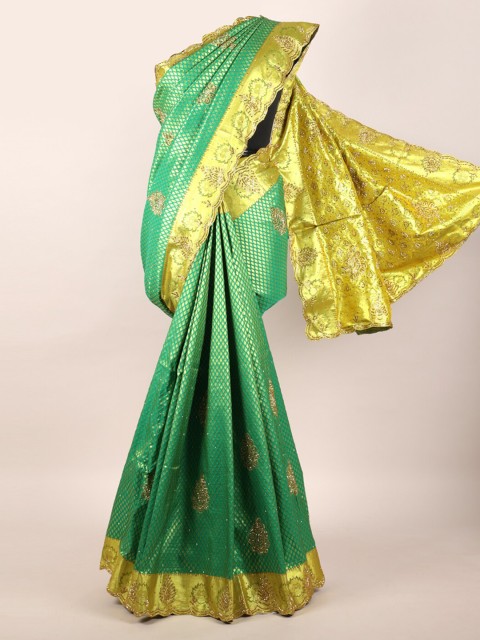 

Pothys Green Woven Design Zari Pure Silk Kanjeevaram Saree