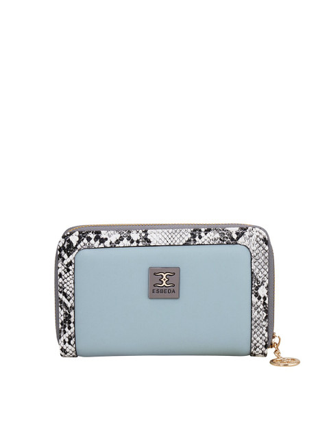 

ESBEDA Women Blue & White Printed Zip Around Wallet
