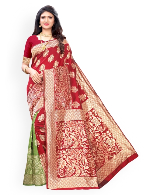 

KALINI Maroon Ethnic Motifs Embroidered Heavy Work Banarasi Saree