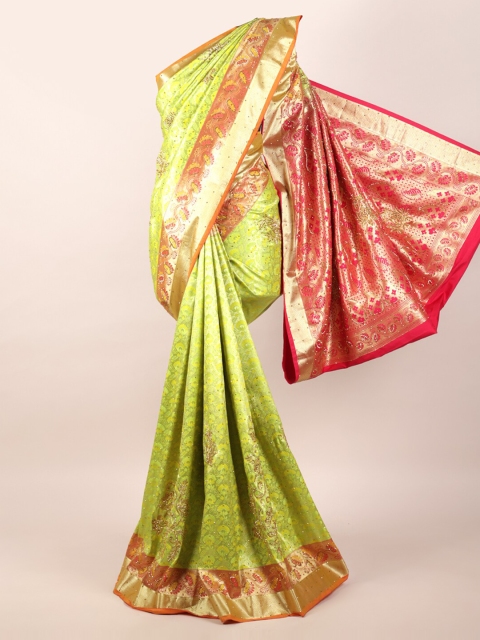 

Pothys Green Woven Design Pure Silk Kanjeevaram Saree