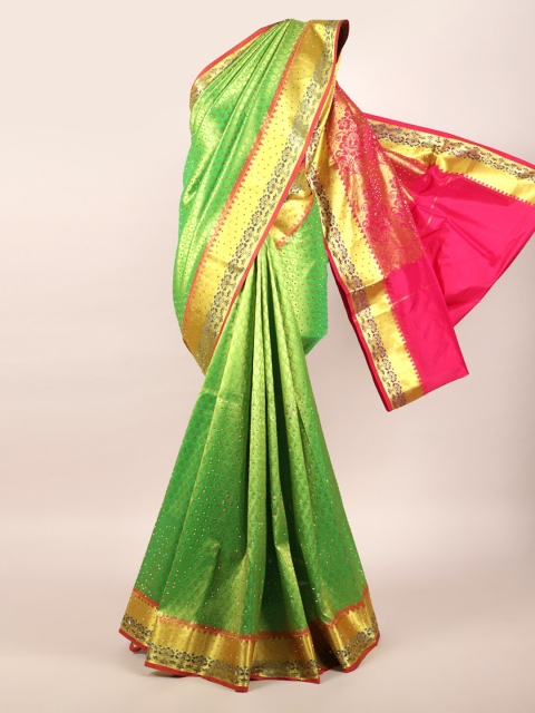 Pothys Green Woven Design Pure Silk Kanjeevaram Saree
