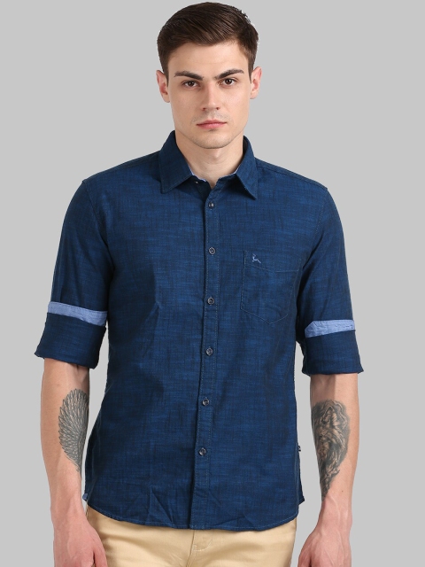 

Parx Men Navy Blue Slim Fit Solid Cotton Casual Shirt