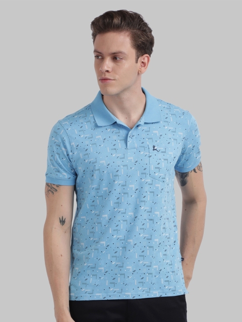 

Parx Men Blue & travertine Polo Collar T-shirt