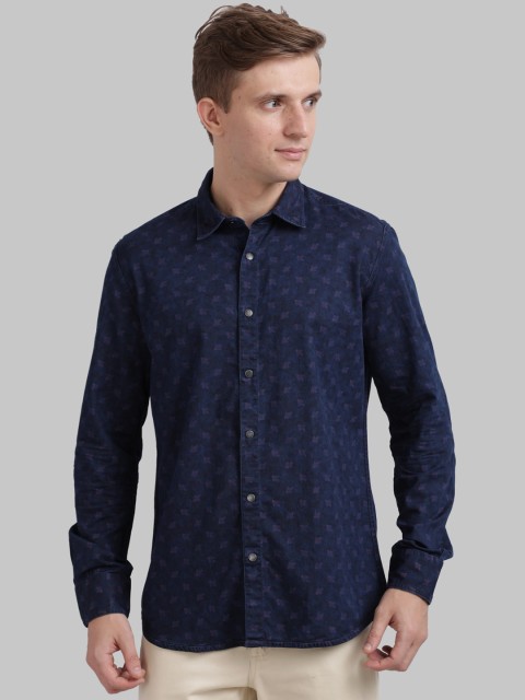 

Parx Men Blue & Purple Printed Slim Fit Casual Shirt