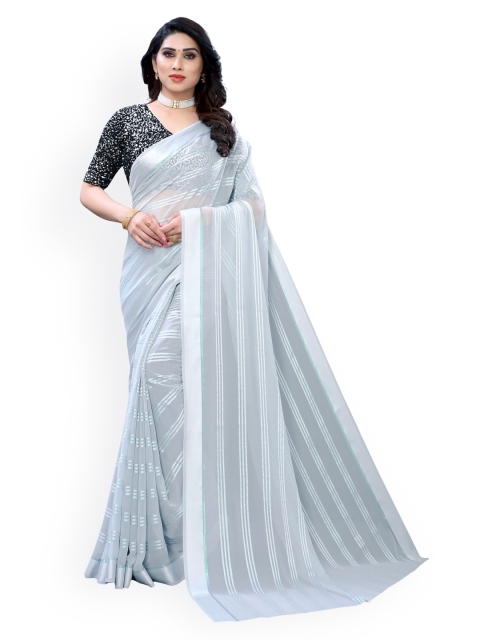 

KALINI Grey Striped Pure Georgette Saree