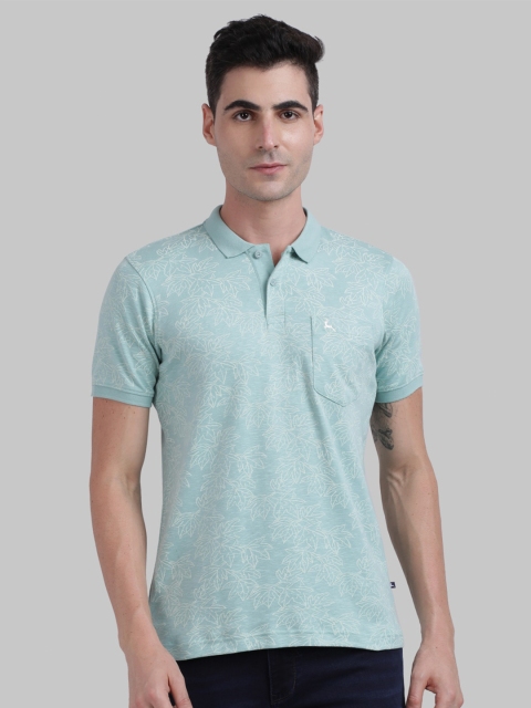 

Parx Men Green Floral Printed Polo Collar T-shirt