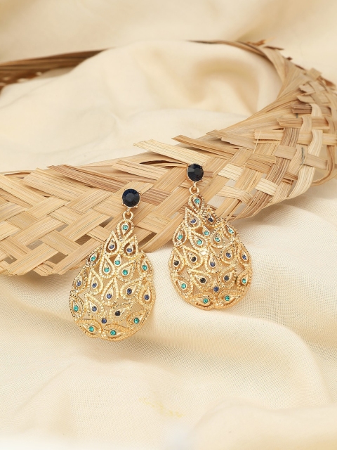 

Accessorize London Gold Ethnic Teardrop Shaped Long Drop Earrings