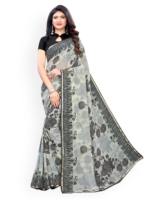 

KALINI Green Floral Embroidered Pure Georgette Saree