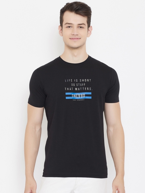 

Duke Men Black Typography Printed Cotton T-shirt