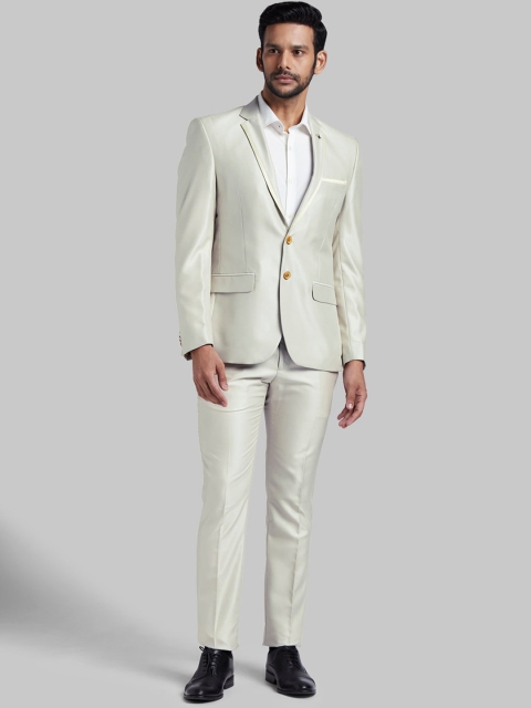 

Parx Men Beige Solid Single-Breasted Formal Suit