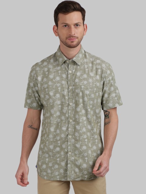 

Parx Men Green & WhitePrinted Slim Fit Casual Shirt
