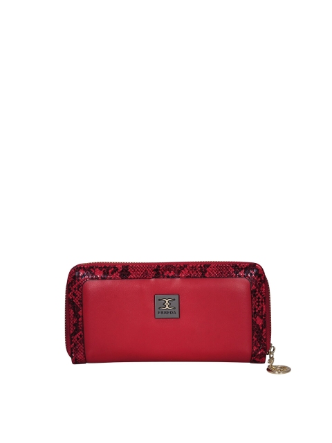 

ESBEDA Women Red & Black Snake-Skin Printed Zip Around Wallet