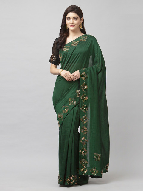 

KALINI Green Solid Saree