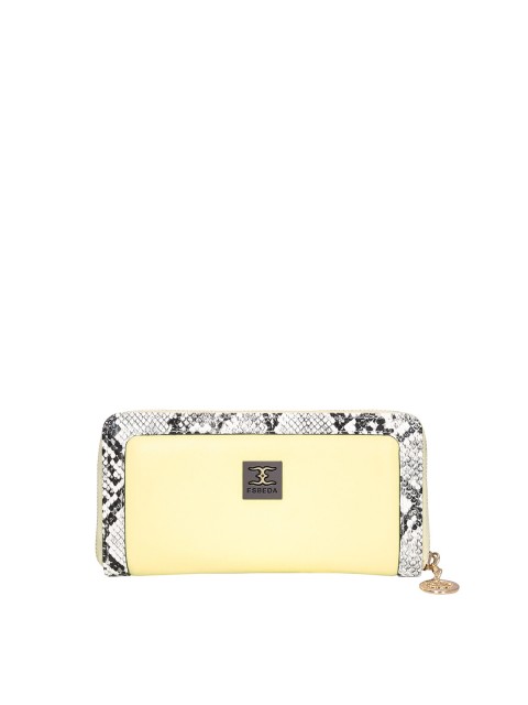 

ESBEDA Women Yellow & White Textured Zip Around Wallet