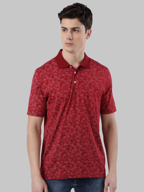 

Raymond Men Maroon Printed Mandarin Collar T-shirt