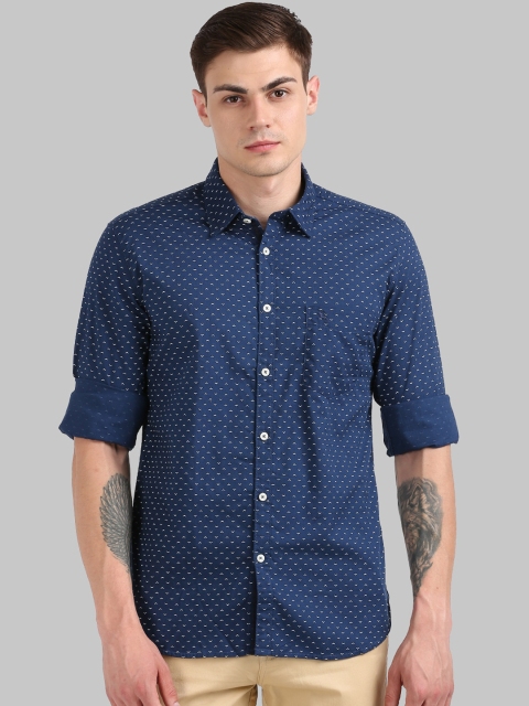 

Parx Men Blue Slim Fit Printed Casual Shirt
