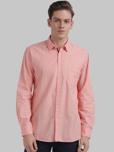 

Parx Men Peach-Coloured Slim Fit Solid Casual Shirt