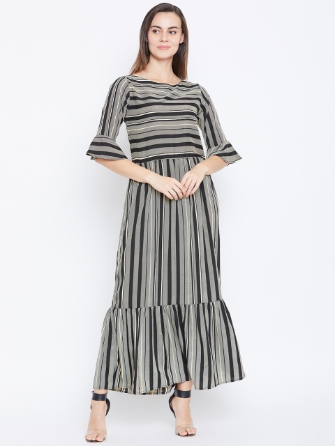 

Cottinfab Black Striped Crepe Maxi Dress