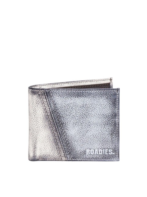 

Justanned Men Off-White & Grey Printed Leather Two Fold Wallet