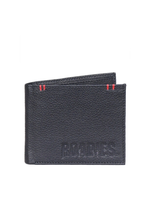 

Justanned Men Black Textured Leather Two Fold Wallet