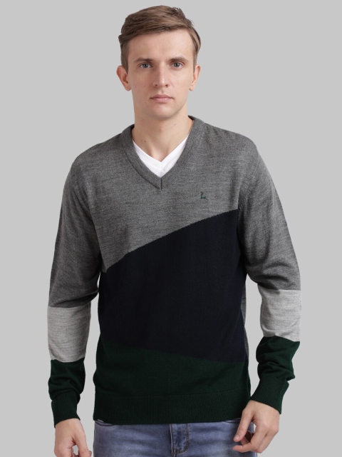 

Parx Men Grey & Black Colourblocked Pullover Sweater