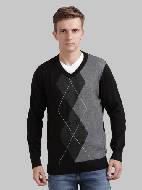 

Parx Men Black & Grey Checked Acrylic Pullover Sweater