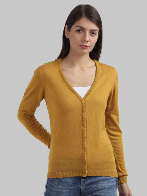 

Parx Women Yellow Solid Cardigan Sweater
