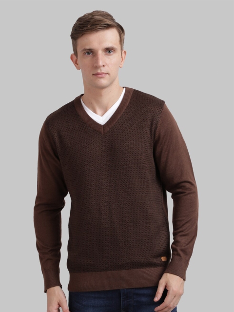 

Parx Men Brown Self Design Pullover Sweater