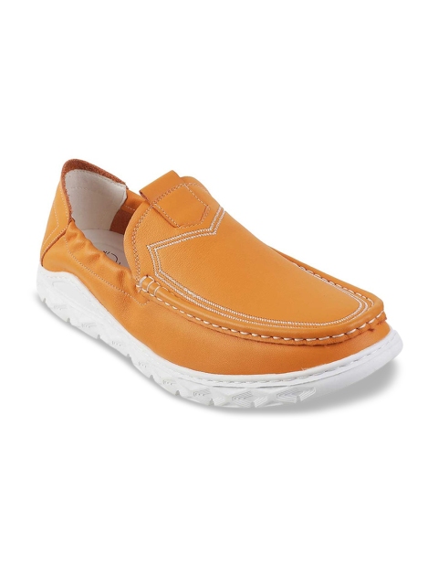 

J FONTINI Men Orange Leather Sneakers
