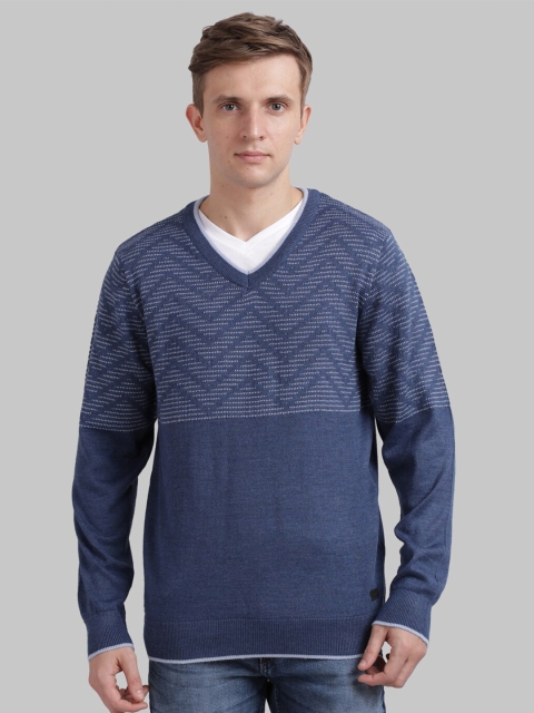 

Parx Men Blue Self Design Pullover Sweater