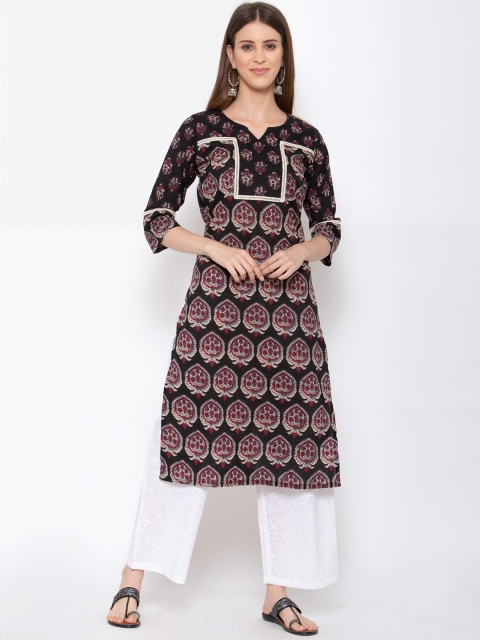 

Yuris Women Black & Off White Paisley Printed Kurta
