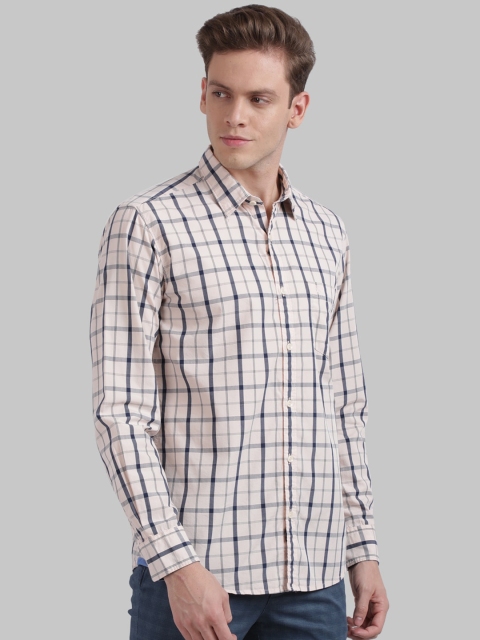 

Parx Men Orange Slim Fit Checked Casual Shirt