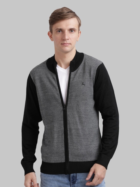 

Parx Men Black Colourblocked Front-Open Sweater