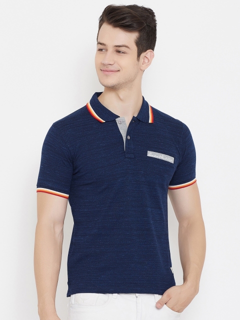 

Duke Men Blue Polo Collar Cotton T-shirt