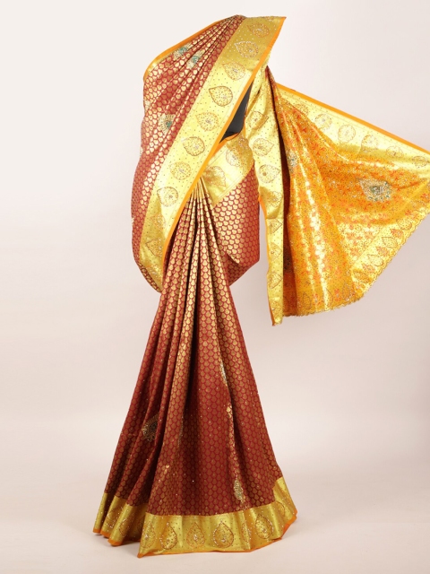 

Pothys Red & Gold Woven Design Zari Pure Silk Heavy Work Kanjeevaram Saree