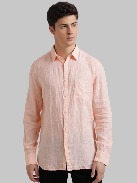 

Parx Men Peach-Coloured Slim Fit Solid Casual Shirt