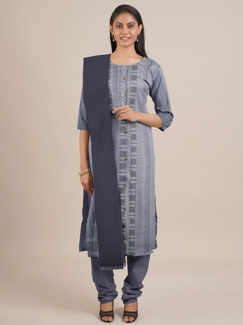 

Pothys Grey Unstitched Dress Material