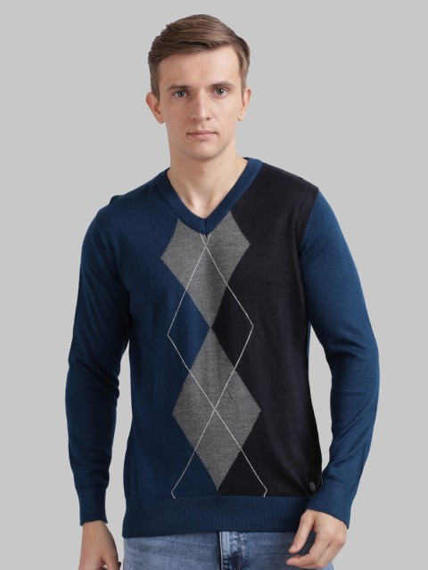 

Parx Men Blue Printed Pullover Sweater