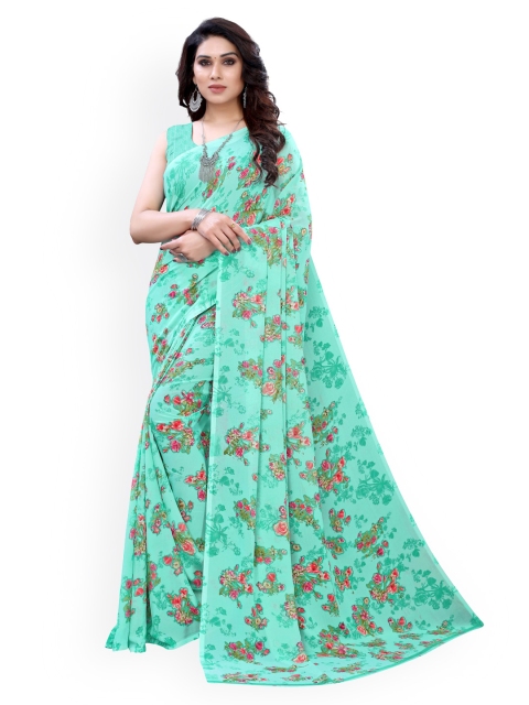 

KALINI Sea Green Floral Embroidered Pure Georgette Saree
