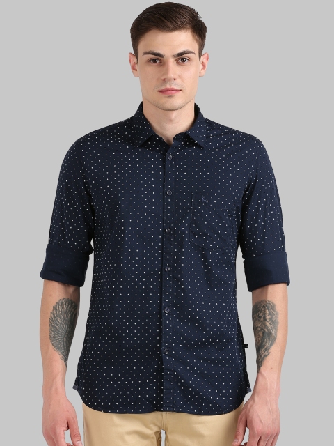

Parx Men Navy Blue Slim Fit Printed Casual Shirt