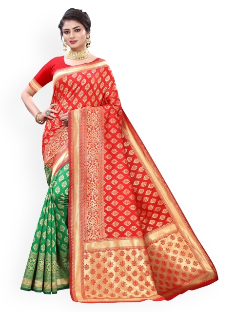 

KALINI Green Ethnic Motifs Zardozi Banarasi Saree
