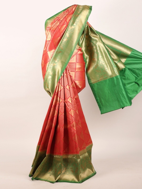 

Pothys Red & Green Woven Design Zari Pure Silk Banarasi Saree