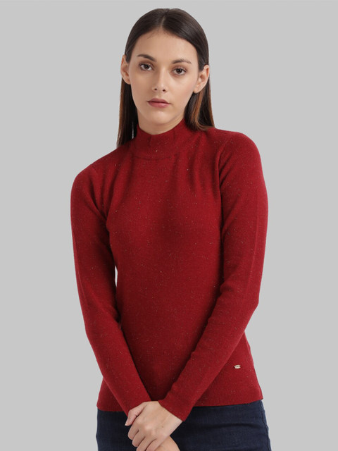 

Parx Women Red Solid Pullover Sweater