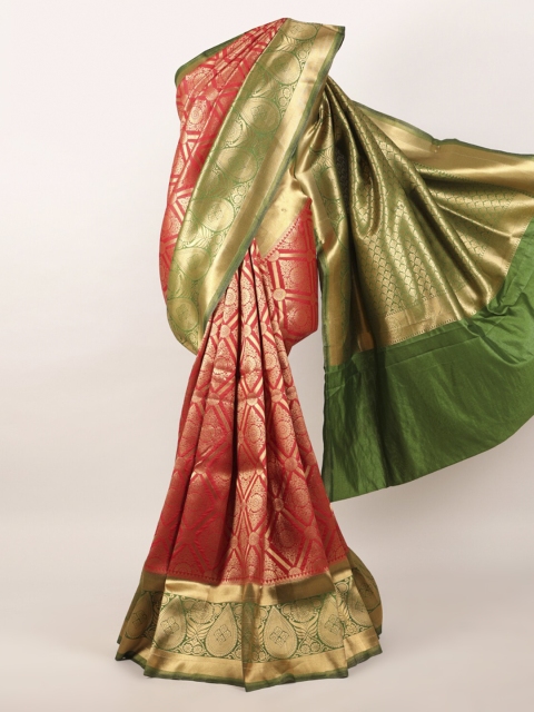 

Pothys Red & Green Woven Design Zari Pure Silk Saree