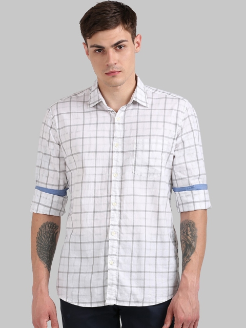 

Parx Men White Slim Fit Checked Casual Shirt